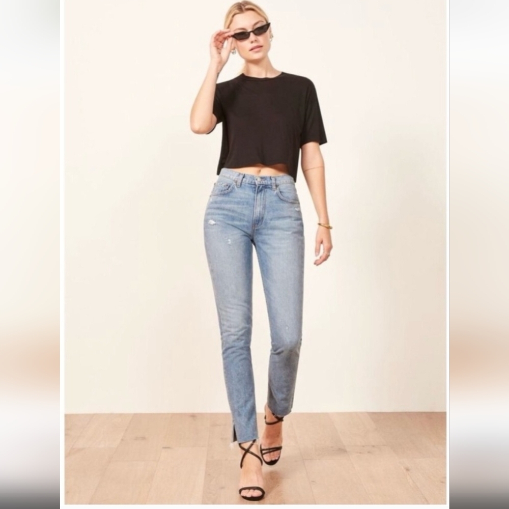 Reformation Julia High Cigarette Slit Savu Wash Size 28